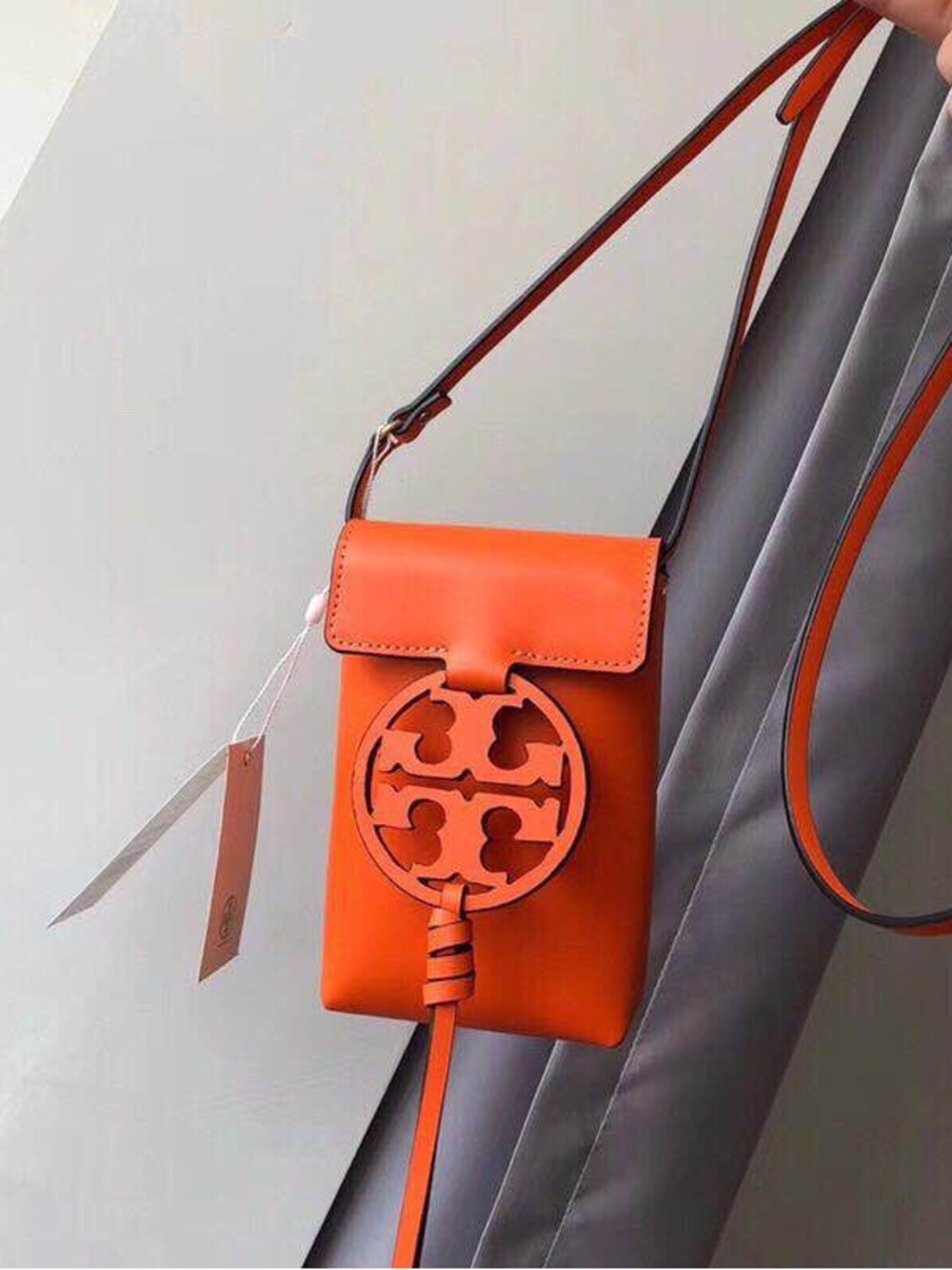 Tory Burch Orange Miller Cutout Logo Crossbody